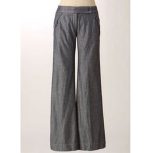 Anthropology wide leg denim/chambray trousers